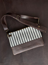 Load image into Gallery viewer, Crossbody - Brown and Striped Linen