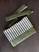 Load image into Gallery viewer, Crossbody - Olive and Striped Linen