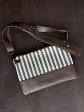 Load image into Gallery viewer, Crossbody - Brown and Striped Linen
