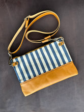 Load image into Gallery viewer, Crossbody - Tan and Striped Japanese Selvedge Demin
