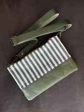 Load image into Gallery viewer, Crossbody - Olive and Striped Linen
